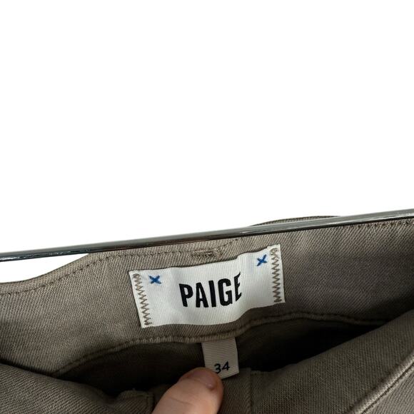 Paige Carly Wide Leg Ankle Jeans Vintage Moss Taupe Drawstring Womens 34 - Picture 4 of 8